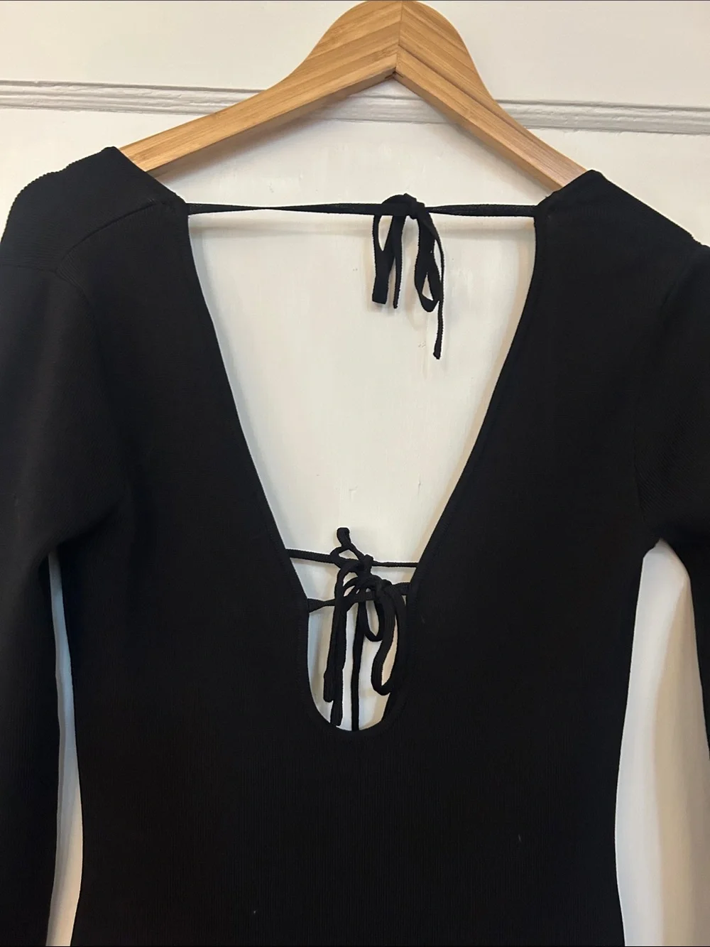 Glassons Black Long Sleeve Tie-Back Maxi Dress bodycon whimsygoth - Picture 2 of 3
